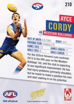 2013 Select Prime AFL #210 Ayce Cordy Back